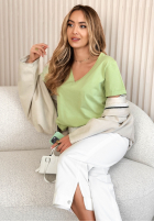 Tricou z dekoltem Mariella de culoarea fisticului