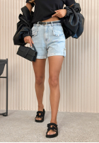 din denim Șorturi z paskiem i kieszeniami Antalya camel