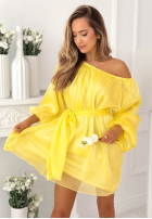 Szyfonowa Rochie mini z bufiastymi Persephone rękawami