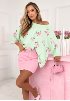 Hanorac oversize w róże Rosanella pisacjowa