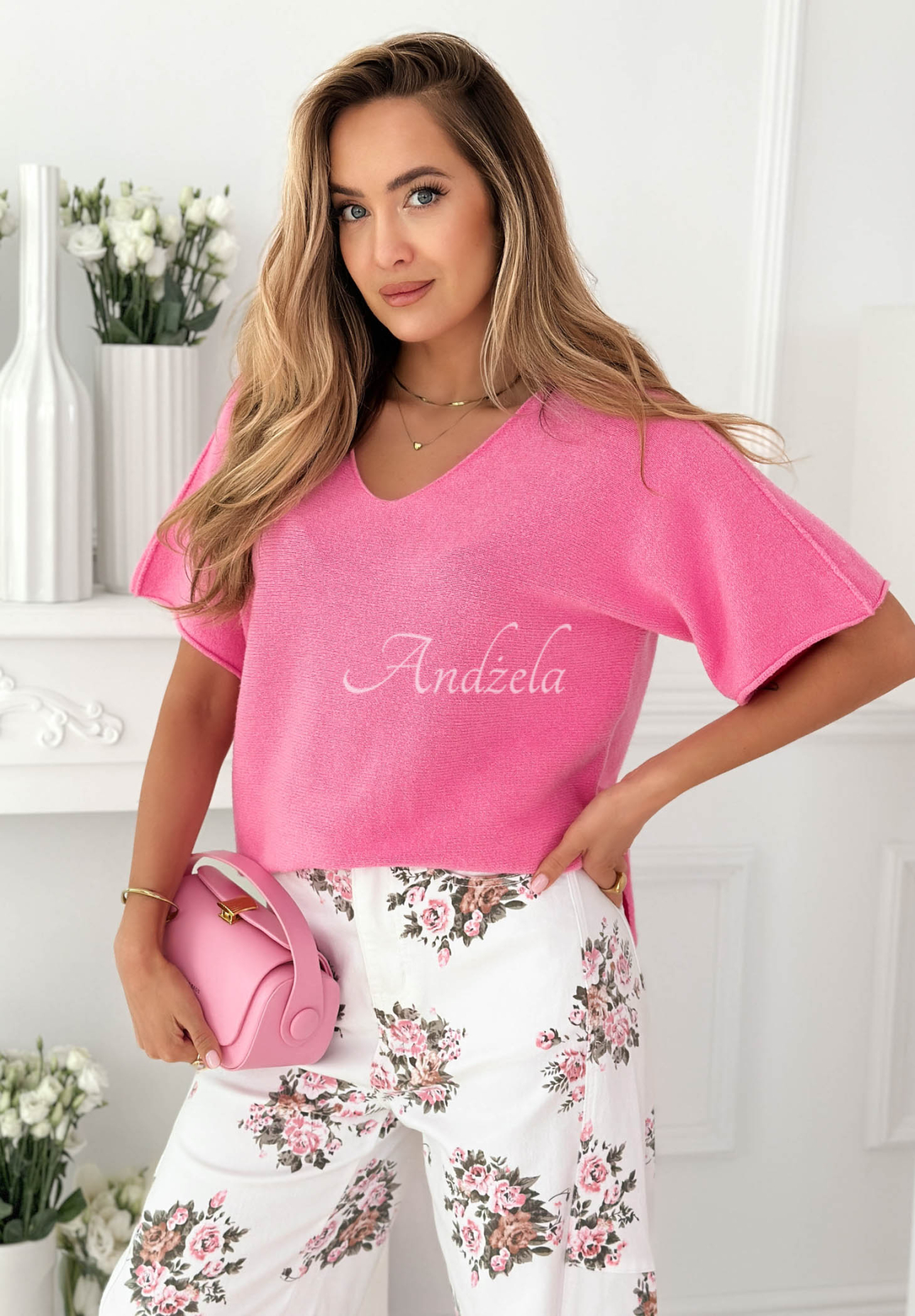 Pulover din viscoză cu decolteu Summer Daydream