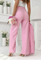 Eleganckie spodnie Pantaloni de tip țigaretă Perfect Timing roz pudră