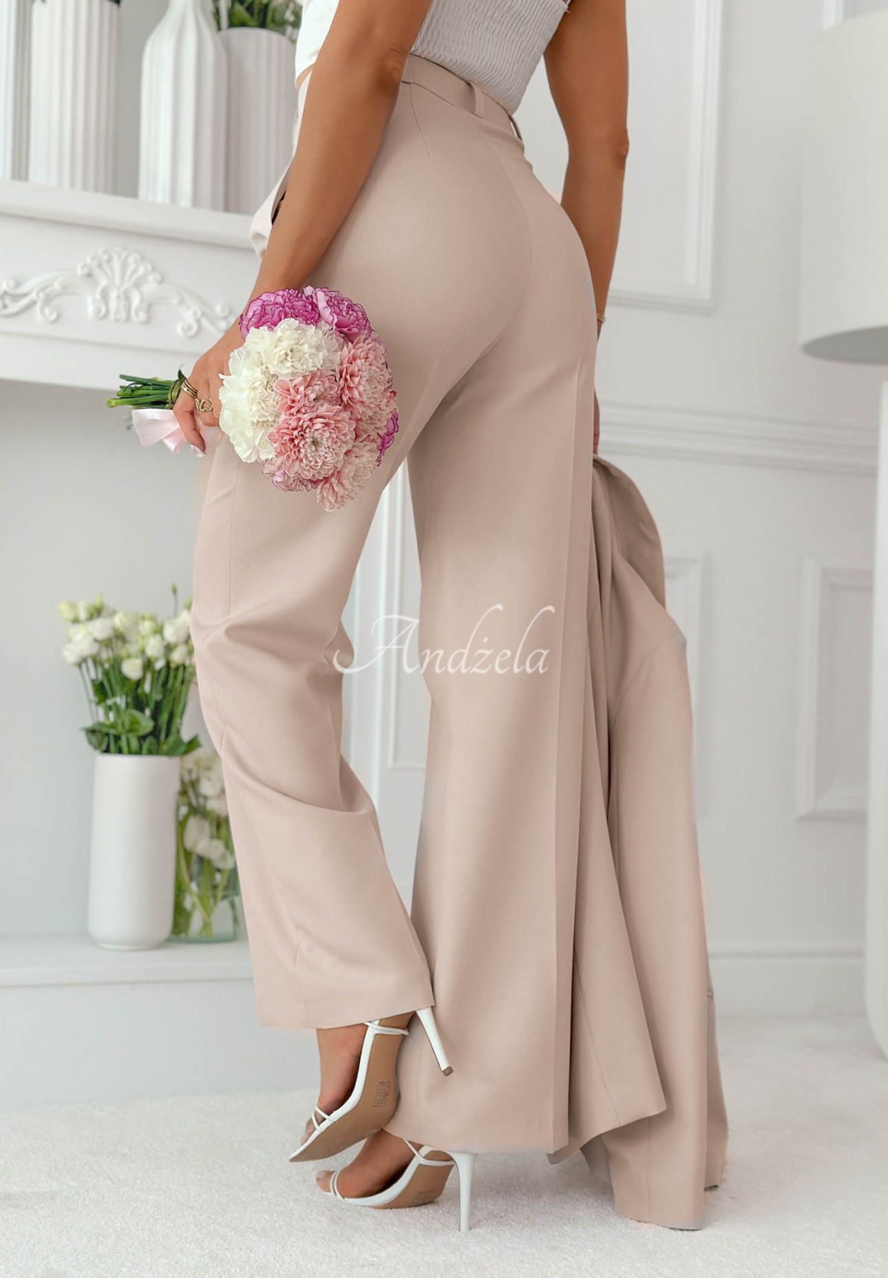 Pantaloni eleganți wide leg din viscoză Perfect Timing