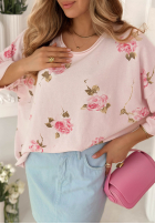 Hanorac oversize w róże Rosanella pisacjowa