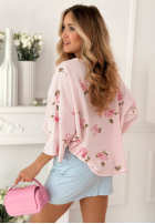Hanorac oversize w róże Rosanella pisacjowa