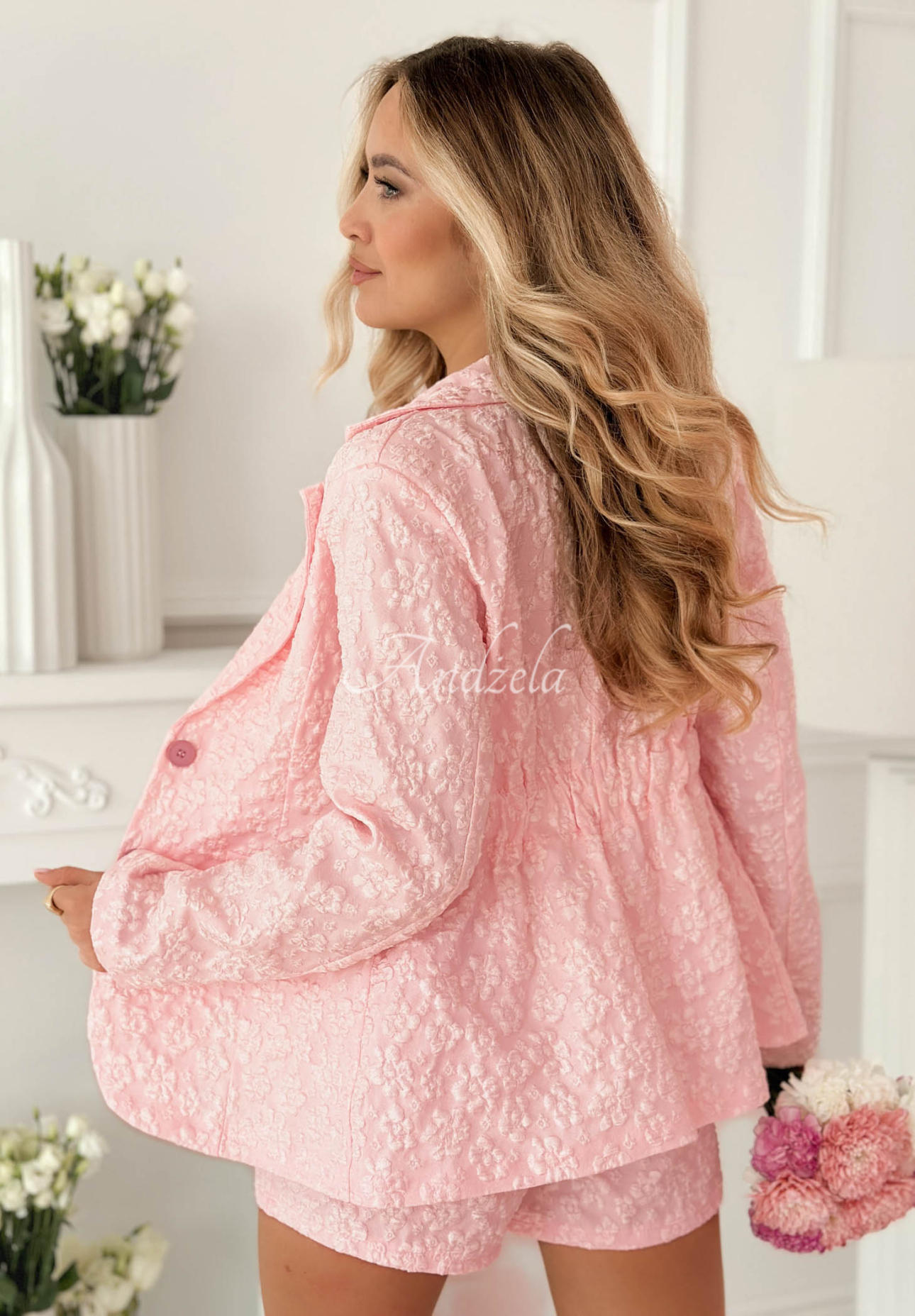 Set din jacard sacou și pantaloni scurți Susan