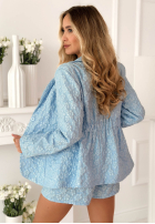 Kreszowany Compleu Sacou i Șorturi Susan albastru azuriu