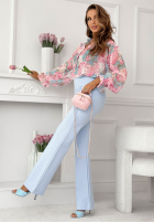 din material textil Pantaloni dzwony Can't Ignore Me ecru