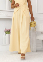 Elegancki Compleu Pantaloni wide leg i kopertowa Vestă Aracelli mokka