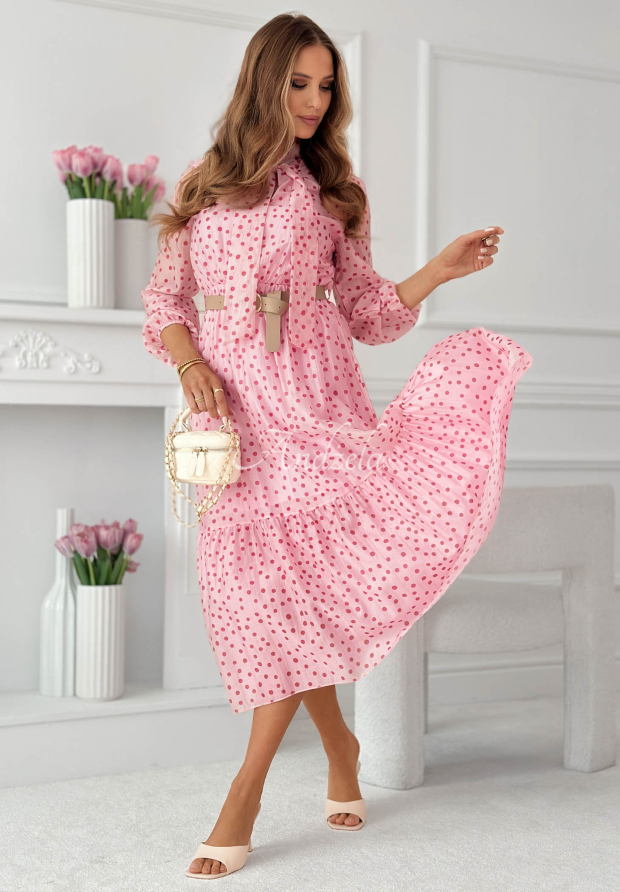 Rochie midi din tencel cu buline Tatiana
