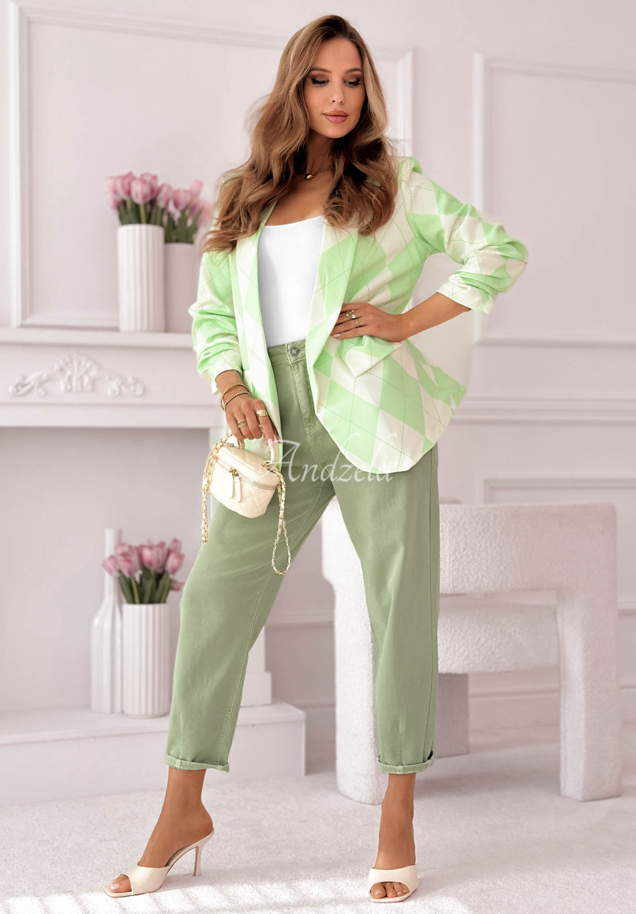 Sacou cu imprimeu în romburi Sharon