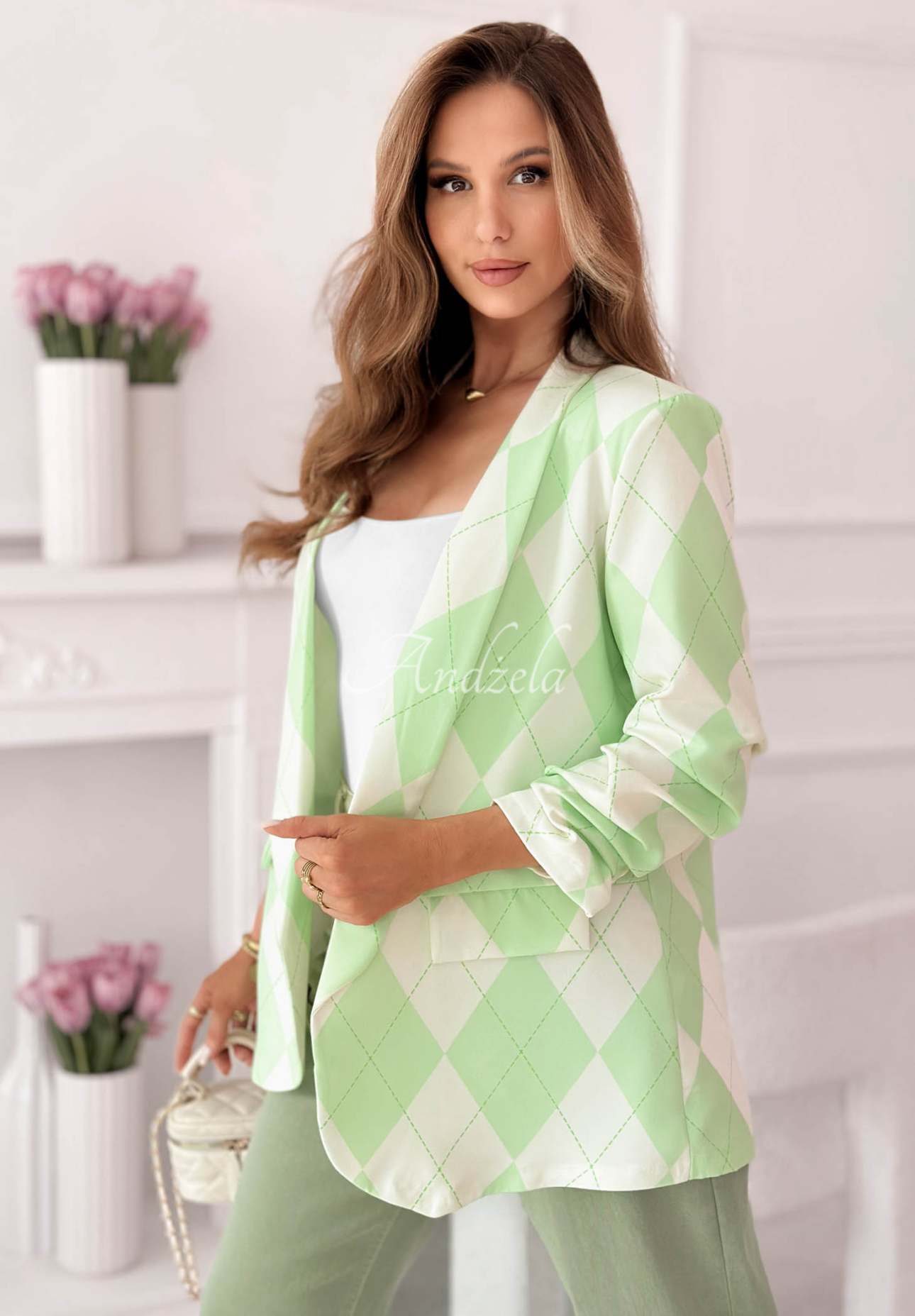 Sacou cu imprimeu în romburi Sharon