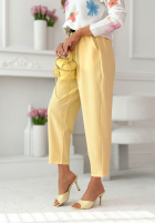 din material textil Pantaloni z paskiem i gumką taliei Liora roz