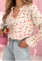 Kwiecista Bluză z wiązaniem Nellie albă