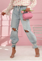 Pantaloni din denim z przetarciami Nikki albastre