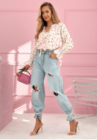 Pantaloni din denim z przetarciami Nikki albastre