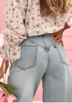 Pantaloni din denim z przetarciami Nikki albastre