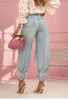Pantaloni din denim z przetarciami Nikki albastre