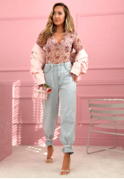 Pantaloni din denim balloon Michelle albastru deschis