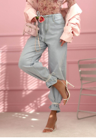 Pantaloni din denim balloon Michelle albastru deschis