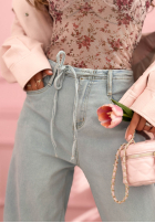 Pantaloni din denim balloon Michelle albastru deschis