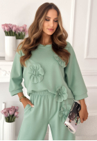 Compleu de trening z kwiatami Floralia roz pudră