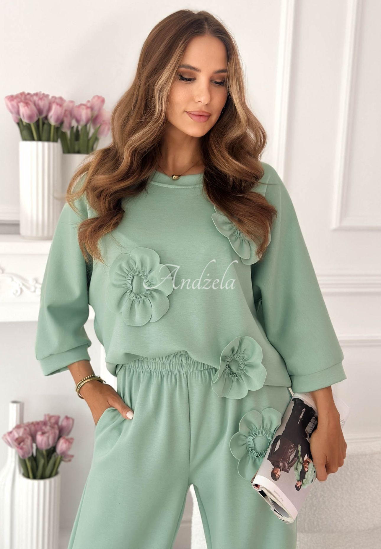 Set de trening cu flori și viscoză Floralia