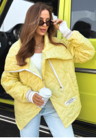 Pikowana Geacă z kołnierzem Where Are We albă