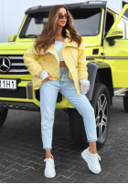 Pikowana Geacă z kołnierzem Where Are We albă