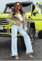 Scurtă skórzana Geacă bomberka Glorianna de culoarea fisticului