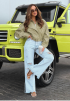 Scurtă skórzana Geacă bomberka Glorianna de culoarea fisticului