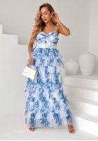 Rochie maxi cu imprimeu floral cu volănașe Flora Princess