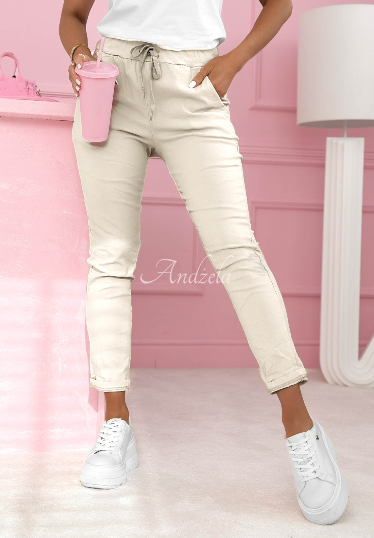 Pantaloni din material cu viscoză Archie