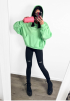 Hanorac oversize z kapturem i kangurka La Milla Francesca albastru azuriu