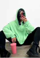 Hanorac oversize z kapturem i kangurka La Milla Francesca albastru azuriu