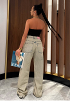 Pantaloni din denim wide leg La Milla Kylie albastru deschis