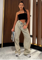 Pantaloni din denim wide leg La Milla Kylie albastru deschis