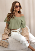 Ușor Pulover z dekoltem Summer Daydream ecru