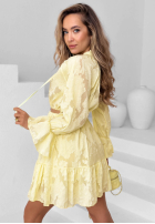 Rochie mini z falbankami i paskiem Abigail albastru azuriu