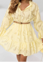 Rochie mini z falbankami i paskiem Abigail albastru azuriu