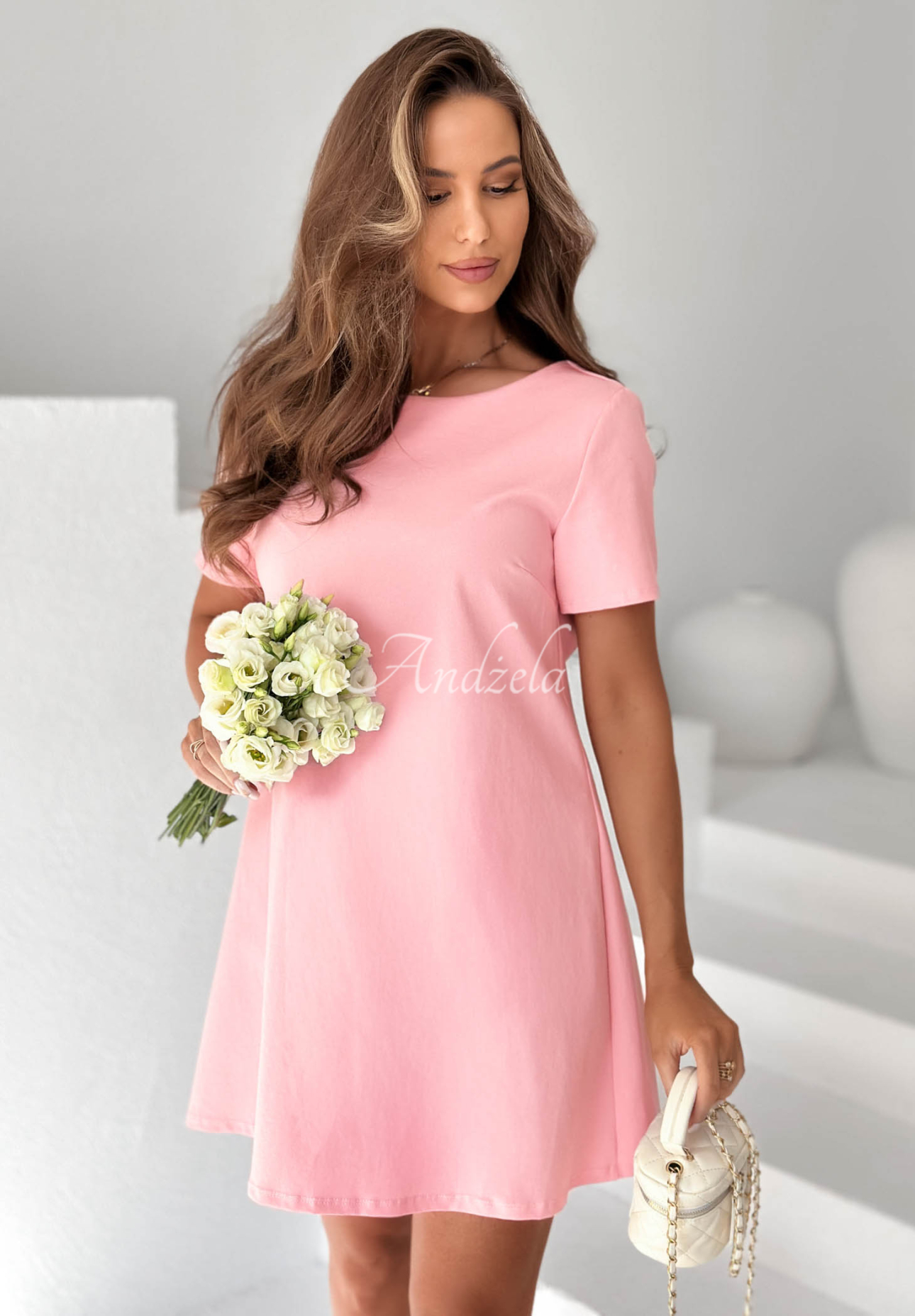 Rochie mini din bumbac cu fundiță Mariette