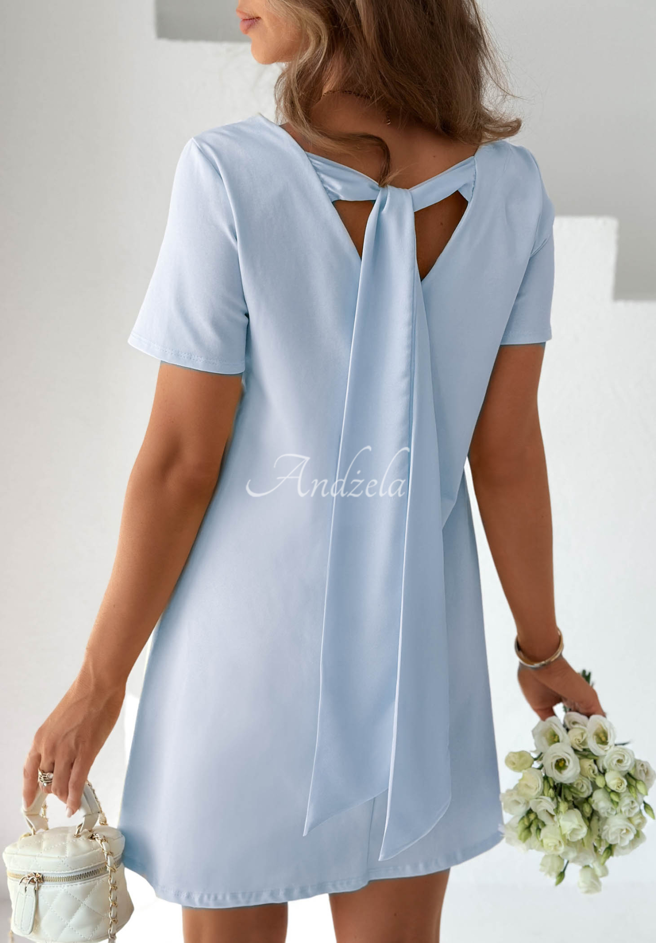 Rochie mini din bumbac cu fundiță Mariette