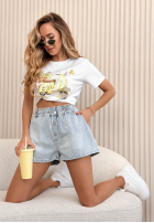 din denim Șorturi z gumką taliei Espana albastru deschis