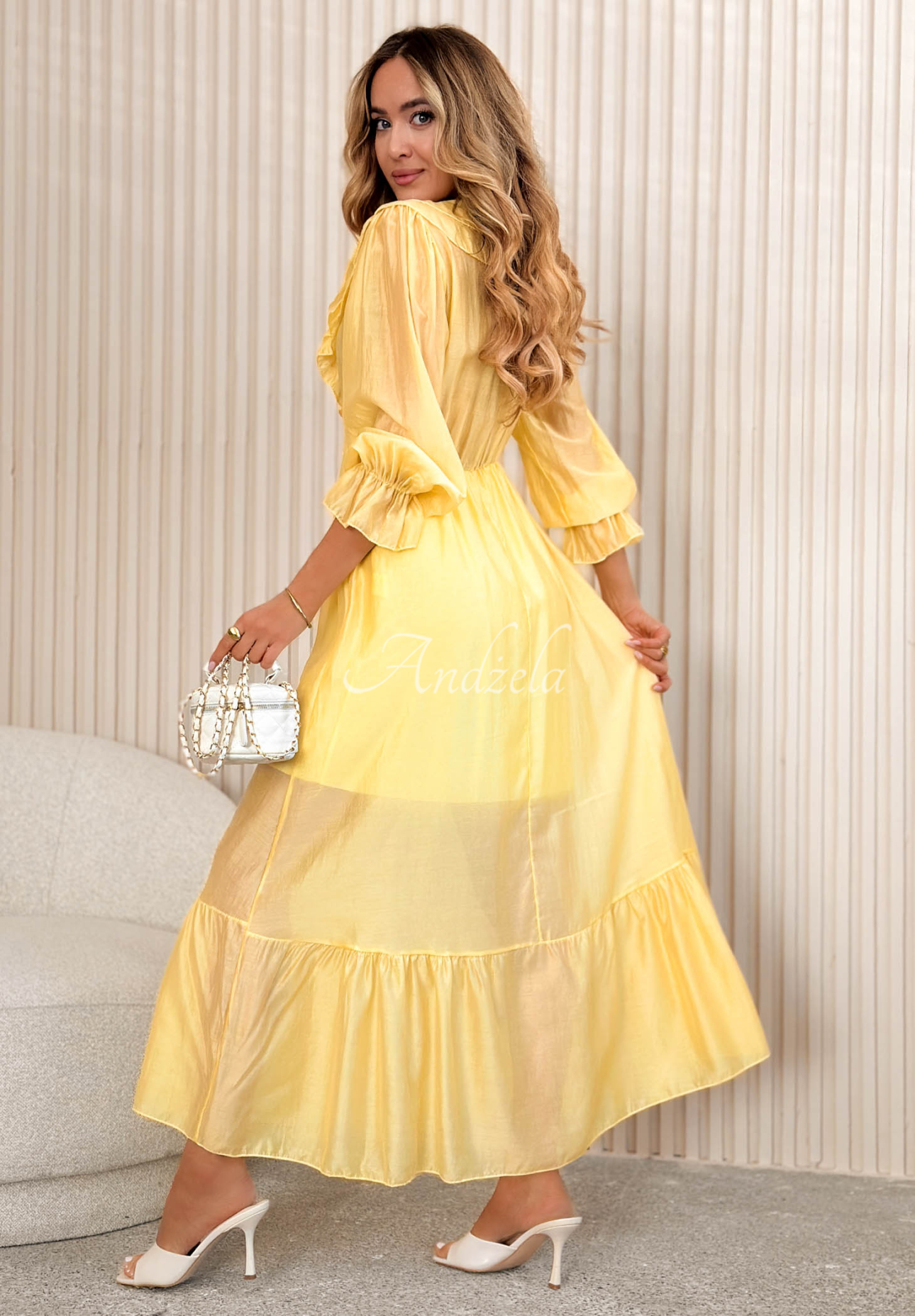 Rochie maxi lejeră cu volănașe din tencel Lady Spring