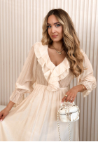 Zwiewna Rochie maxi z falbankami Lady Spring galben