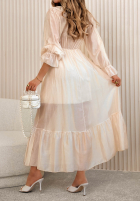 Zwiewna Rochie maxi z falbankami Lady Spring galben