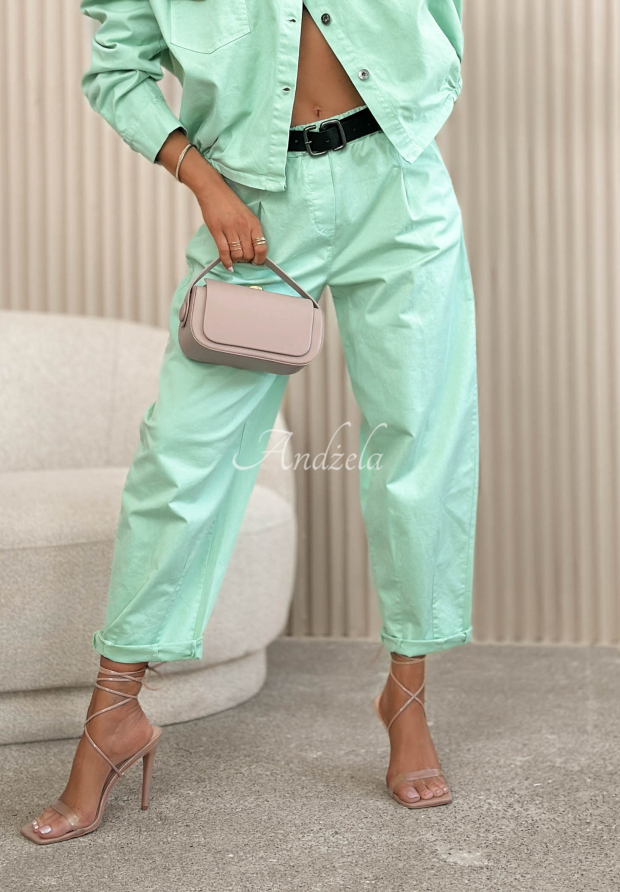Pantaloni din bumbac cu curea Nature Touch