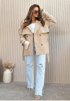 Krótki trencz z paskiem Nerissa măsliniu