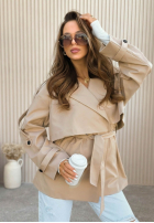 Krótki trencz z paskiem Nerissa măsliniu