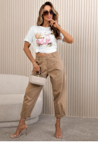 Tricou z nadrukiem Live Free biało-roz